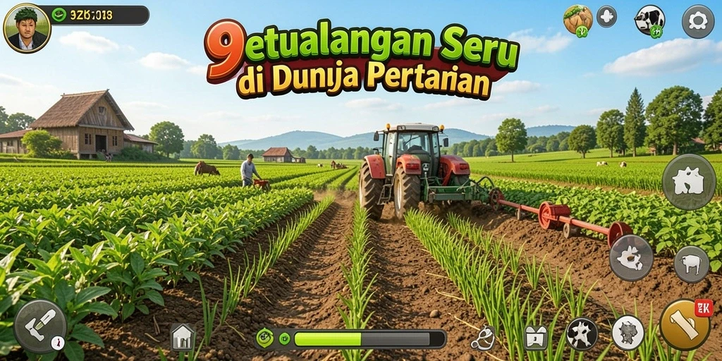 Tangkapan layar gameplay 9ZK dengan lahan pertanian yang subur.