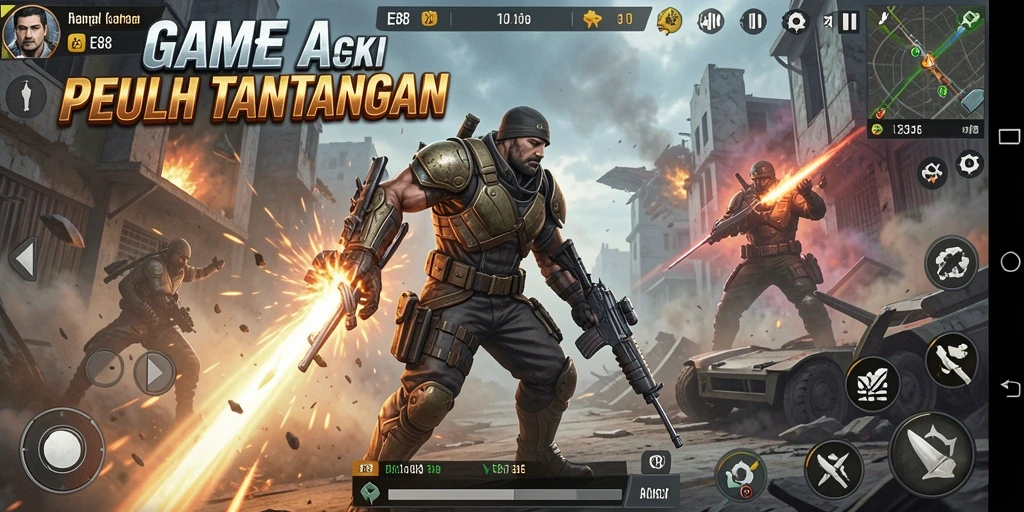 Tampilan gameplay E88 yang penuh aksi mendebarkan.