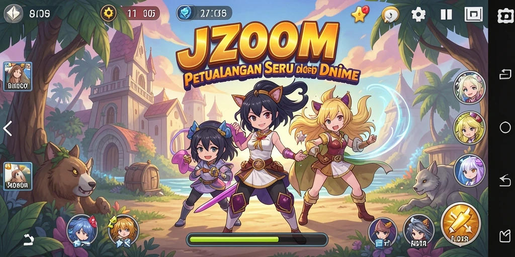 Tampilan menarik dari gameplay J200M yang menampilkan karakter anime.
