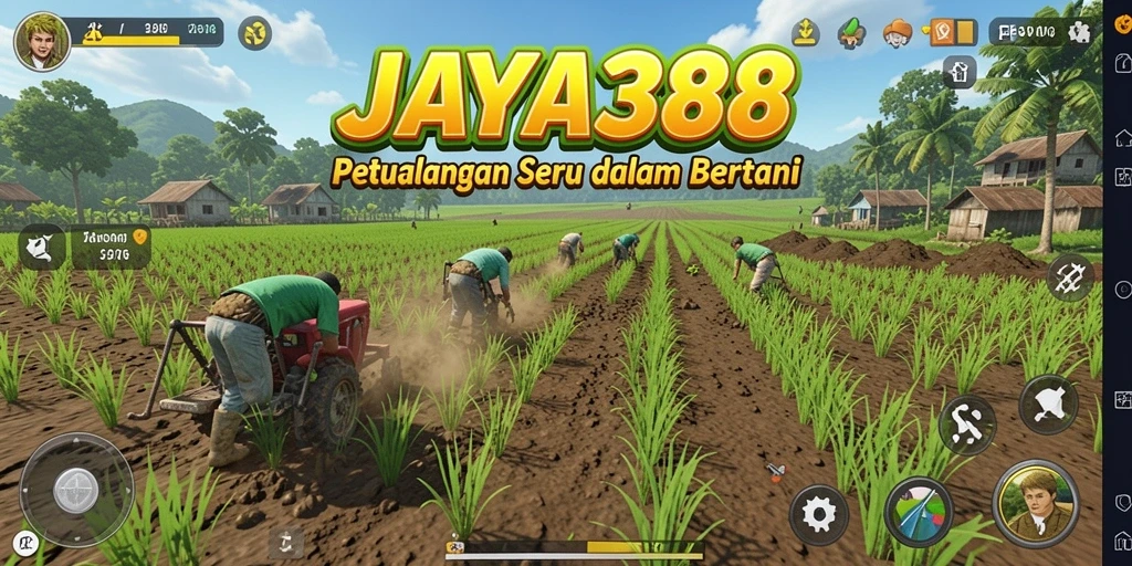 Tampilan gameplay seru dalam JAYA388 yang menampilkan ladang yang produktif.