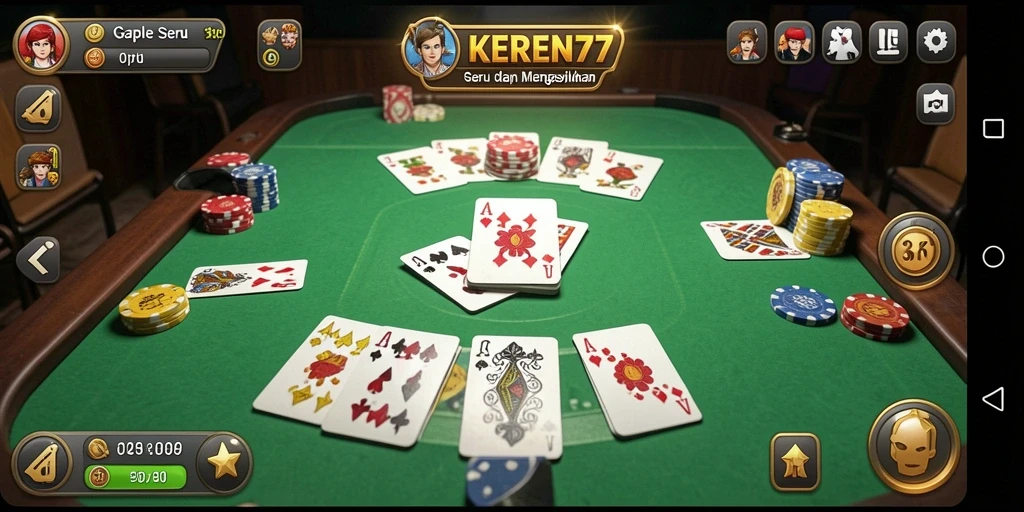 Tampilan gameplay seru dan interaktif KEREN77 dalam permainan Gaple.