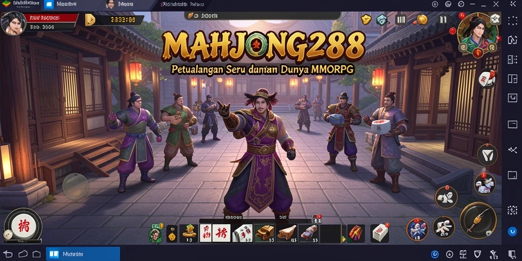 Screenshot gameplay MAHJONG288 yang menunjukkan pertarungan seru dalam dunia MMORPG.