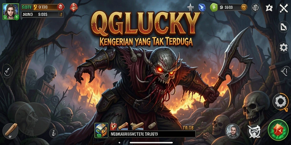 Screenshot gameplay QGLUCKY dengan suasana Horror yang mencekam.