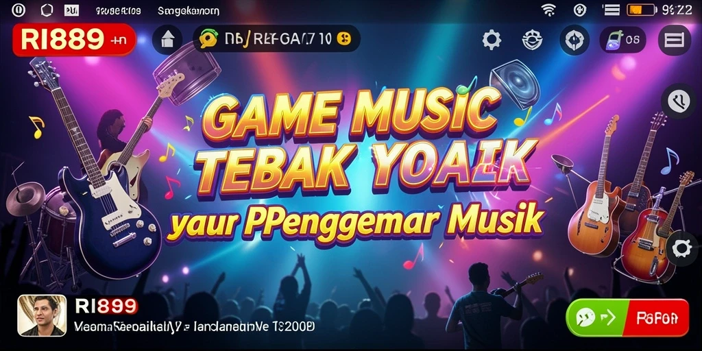 Tampilan gameplay seru dengan berbagai pilihan lagu musik.