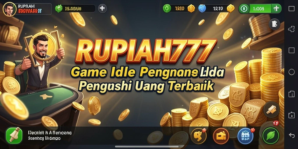 Tangkapan layar gameplay <strong>RUPIAH777</strong> menampilkan karakter menghasilkan uang secara otomatis.