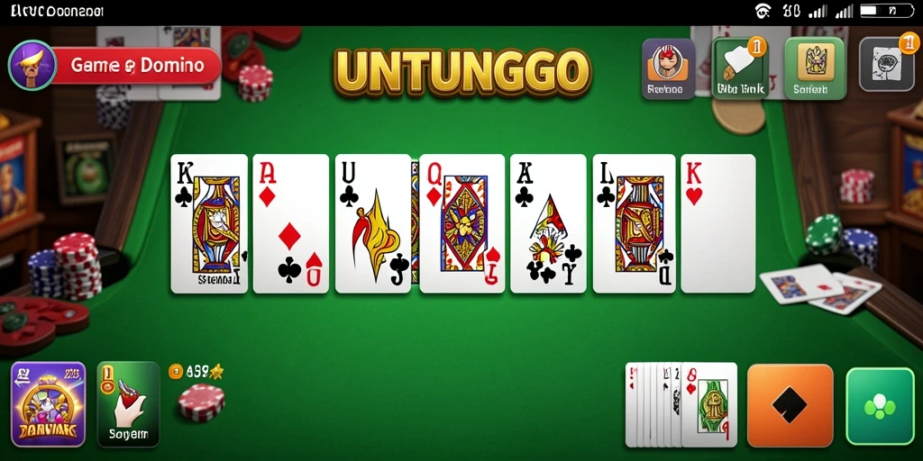 Screenshot UNTUNGGO menampilkan gameplay Domino yang seru dan interaktif.